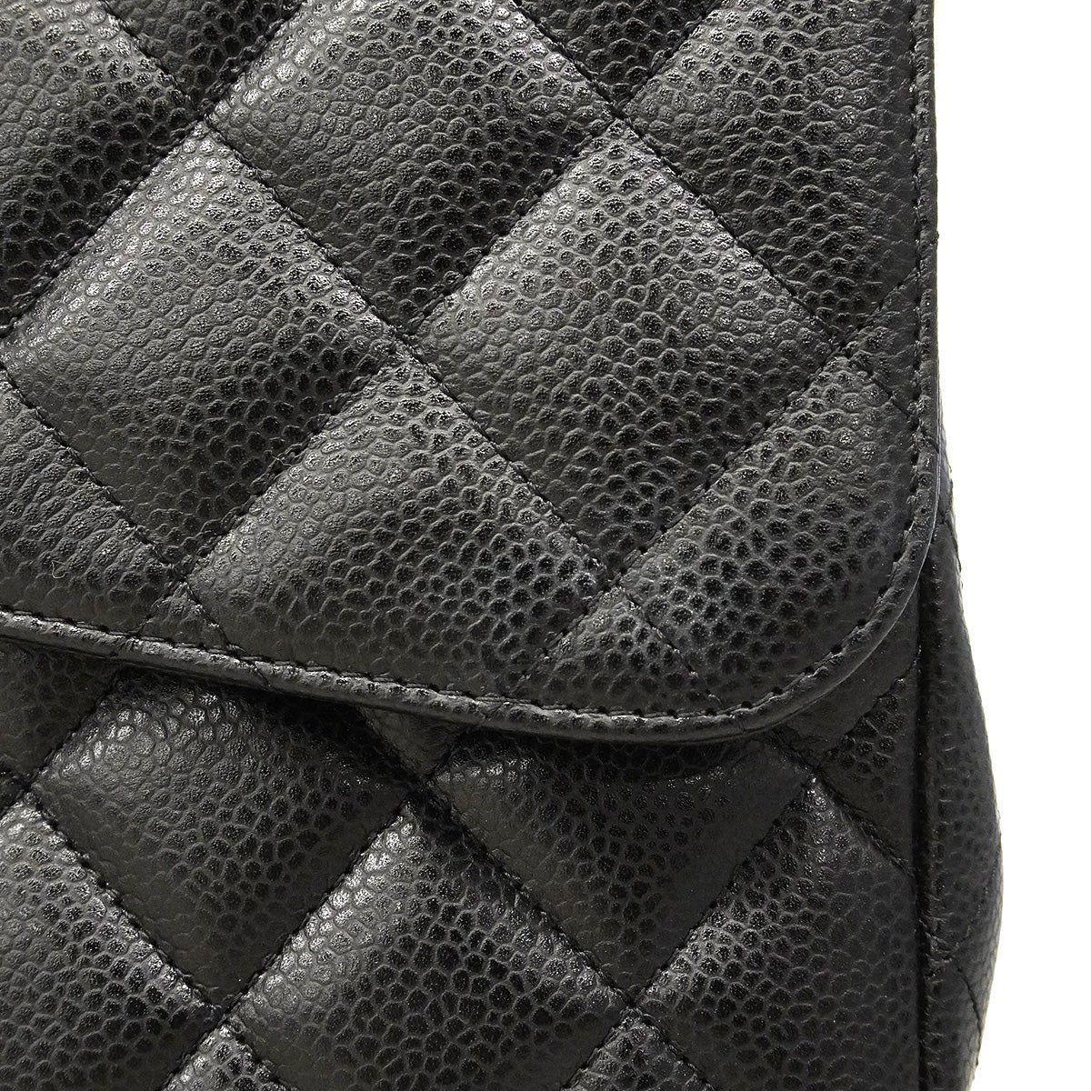 【6hd3064-h】シャネル ショルダーバッグ デカマトラッセ Wチェーン キャビアスキン ブラック シルバー金具【中古】レディース