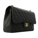 【6hd3065-h】シャネル ショルダーバッグ デカマトラッセ チェーンショルダー キャビアスキン ブラック ゴールド金具【中古】レディース