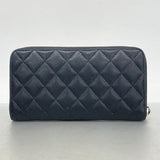 【6hd3067】シャネル 長財布 マトラッセ キャビアスキン ブラック シルバー金具【中古】レディース