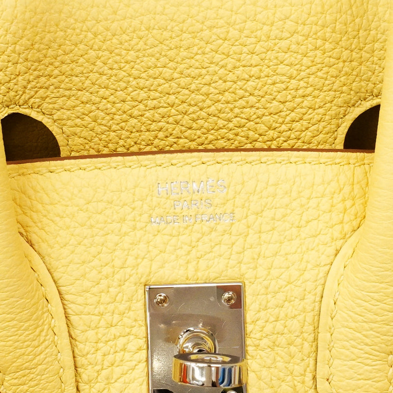 【6hd3084-g】エルメス ハンドバッグ バーキン25 トゴ ジョーヌプッサン シルバー金具 G刻印【中古】レディース