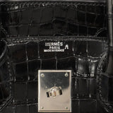 【6hd3086-g】エルメス ハンドバッグ バーキン30 ポロサス ブラック シルバー金具 □H刻印【中古】レディース