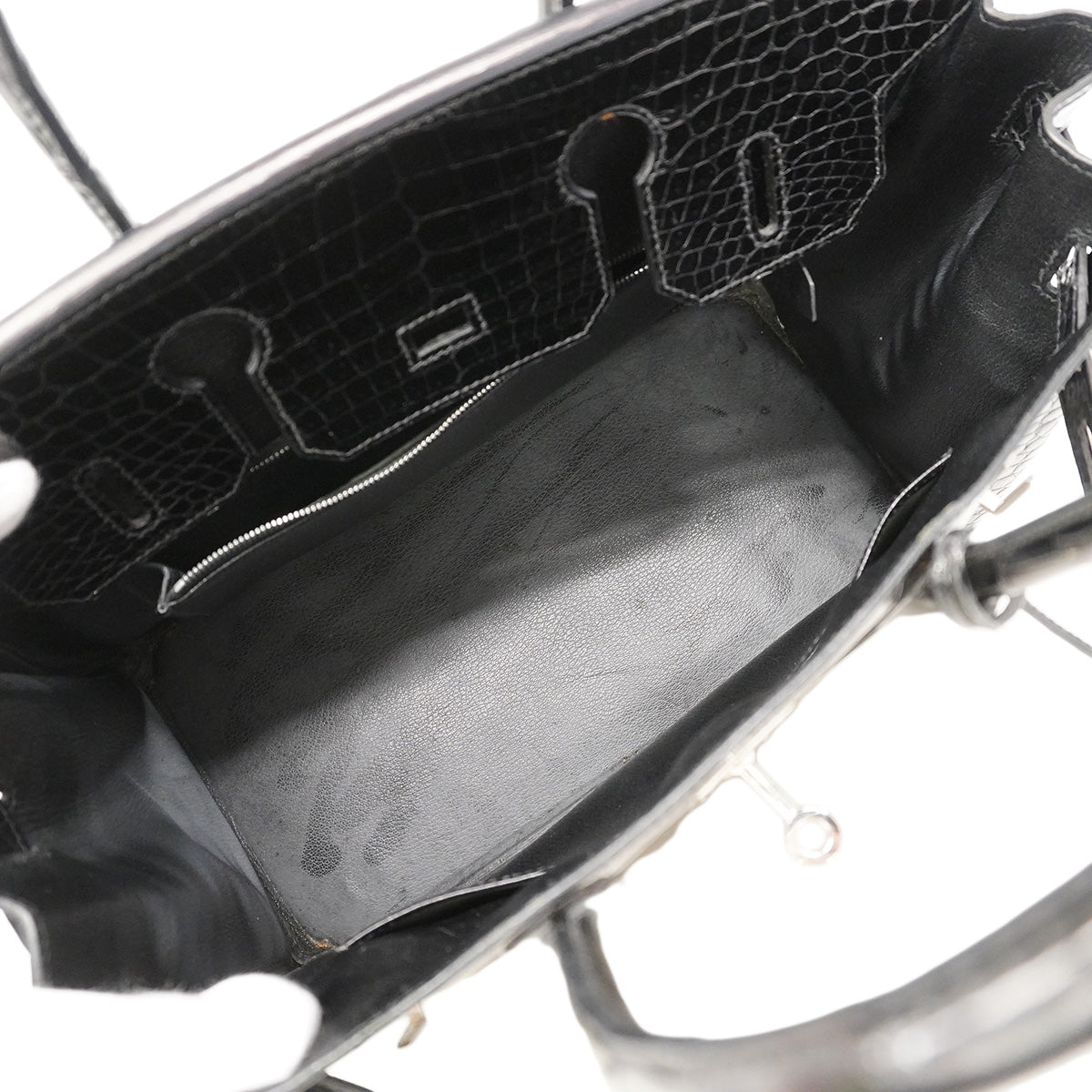【6hd3086-g】エルメス ハンドバッグ バーキン30 ポロサス ブラック シルバー金具 □H刻印【中古】レディース