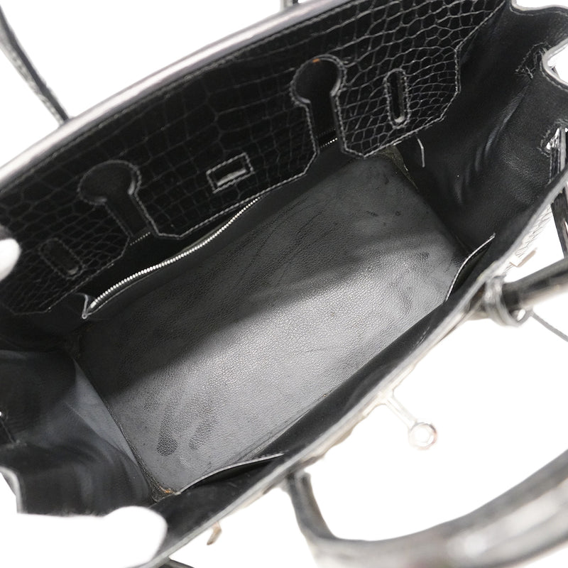 【6hd3086-g】エルメス ハンドバッグ バーキン30 ポロサス ブラック シルバー金具 □H刻印【中古】レディース
