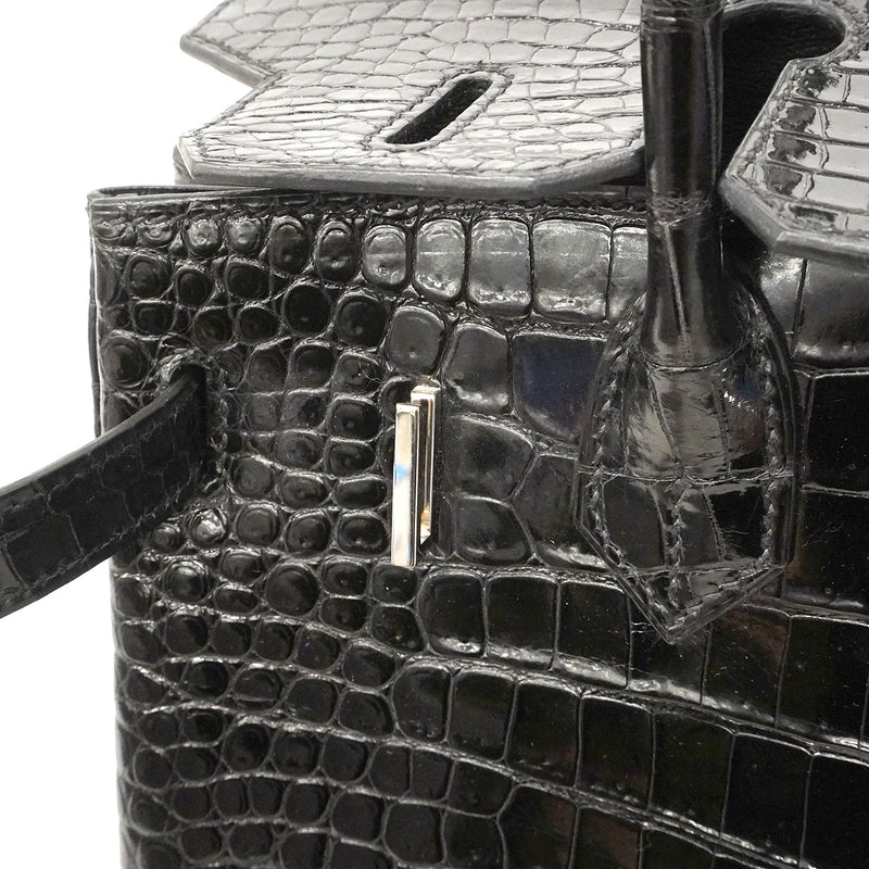 【6hd3086-g】エルメス ハンドバッグ バーキン30 ポロサス ブラック シルバー金具 □H刻印【中古】レディース