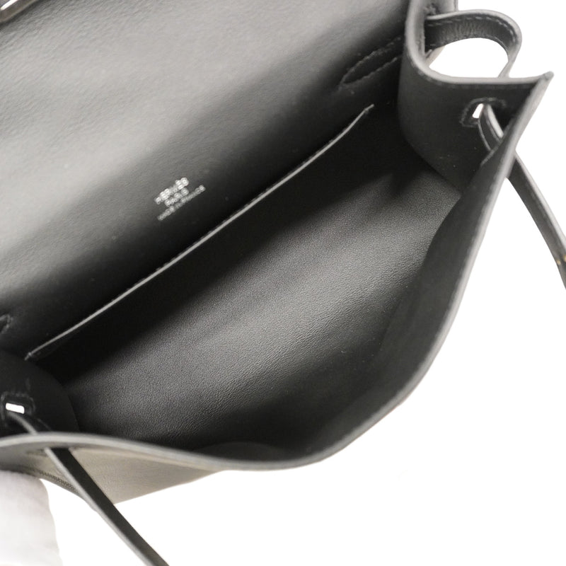 【6hd3089-e-g】エルメス ハンドバッグ ポシェットケリー スイフト ブラック シルバー金具 G刻印【中古】レディース