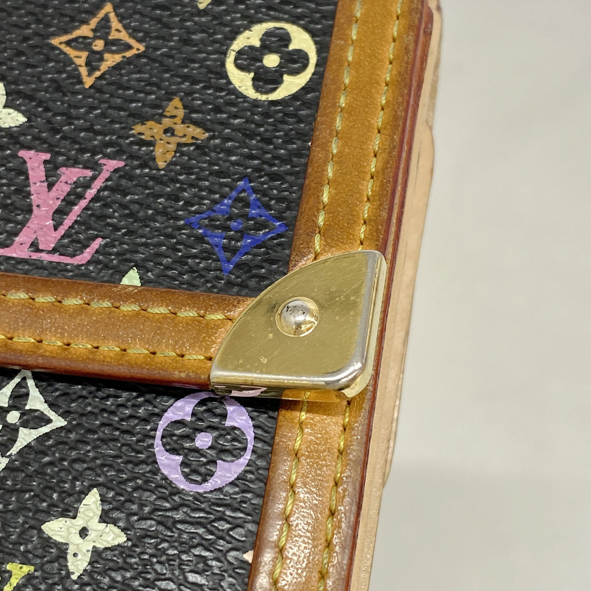 【6hd3099】ルイヴィトン 三つ折り財布 モノグラム・マルチカラー ポルトモネビエカルトクレディ M92984 ノワール【中古】レディース