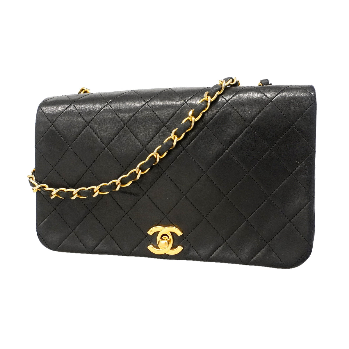 【6hd3108】シャネル ショルダーバッグ マトラッセ チェーンショルダー ラムスキン ブラック ゴールド金具【中古】レディース