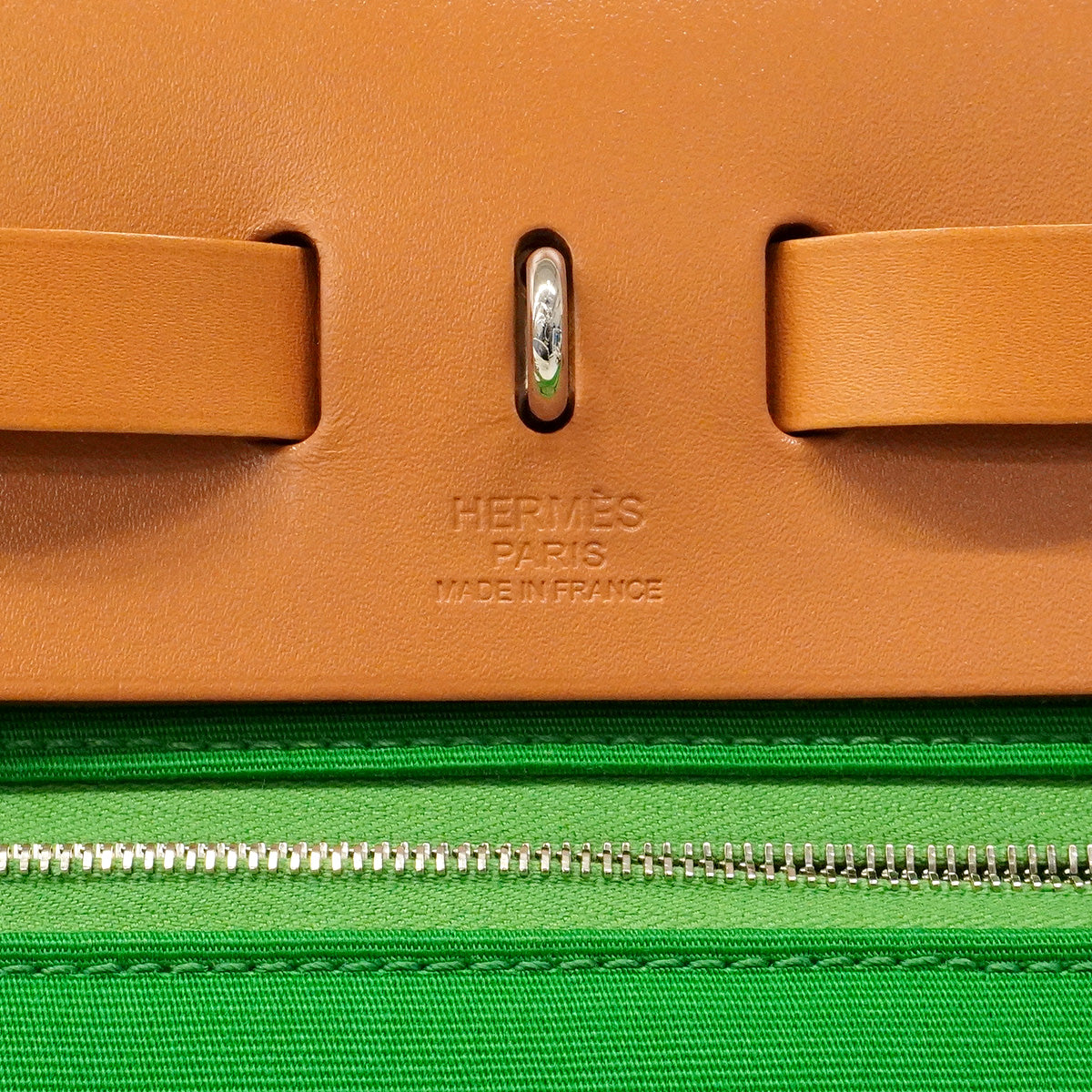 【6hd3147】エルメス ハンドバッグ エールバッグジップPM トワルオフィシエ ナチュラル/バンブー シルバー金具 □R刻印 2wayバッグ【中古】レディース