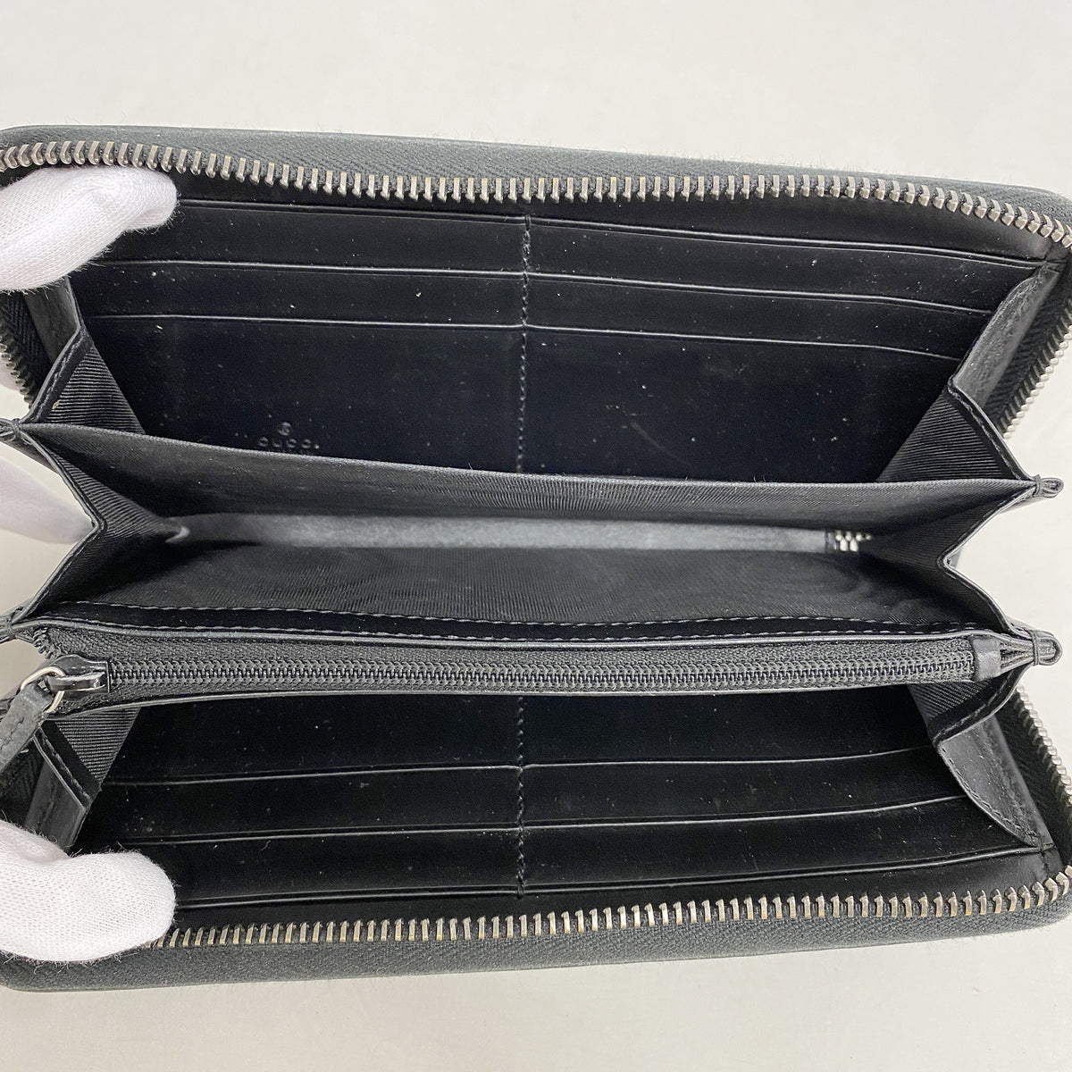 【6hd3179】グッチ 長財布 グッチシマ 307987 レザー ブラック シルバー金具【中古】メンズ レディース ユニセックス