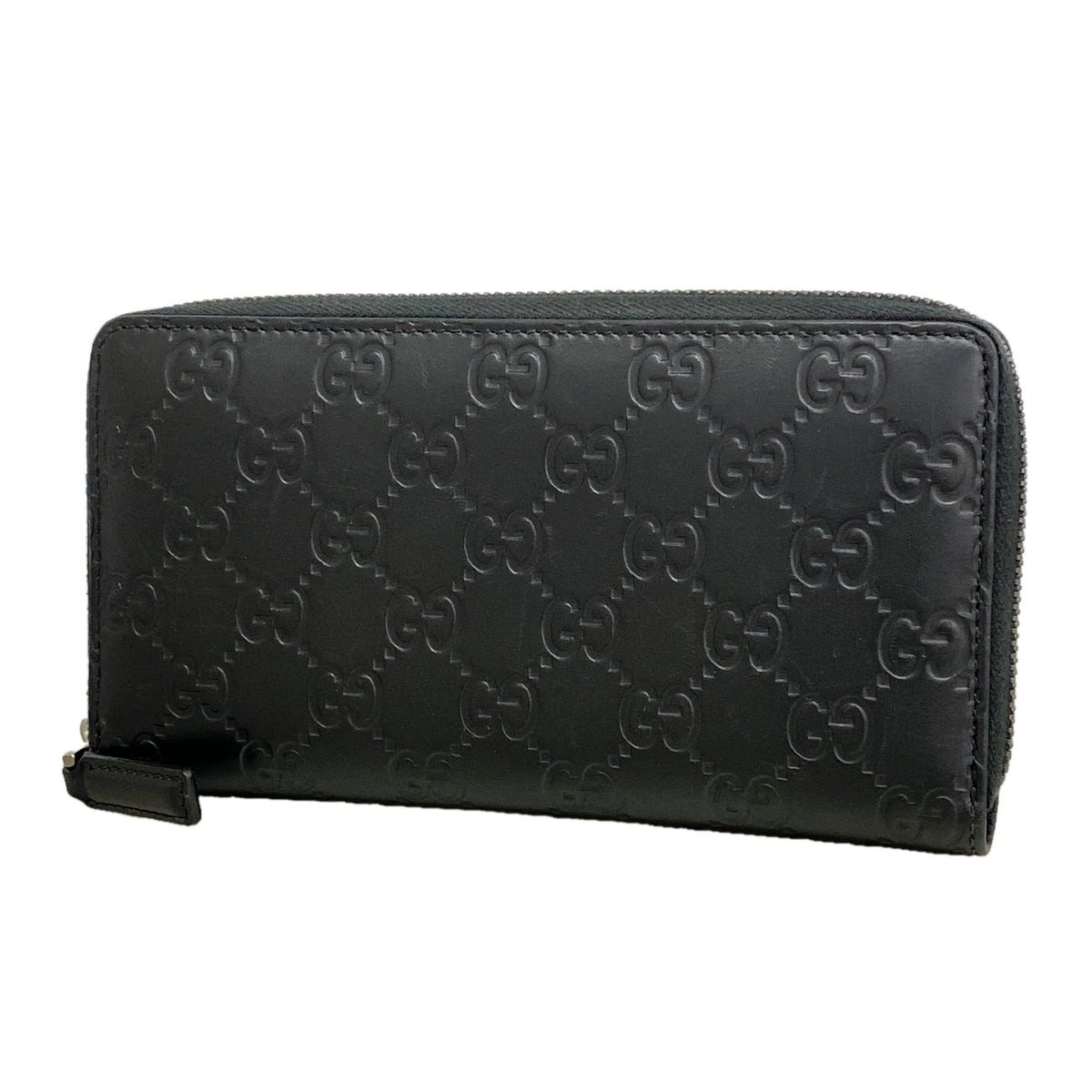 【6hd3179】グッチ 長財布 グッチシマ 307987 レザー ブラック シルバー金具【中古】メンズ レディース ユニセックス