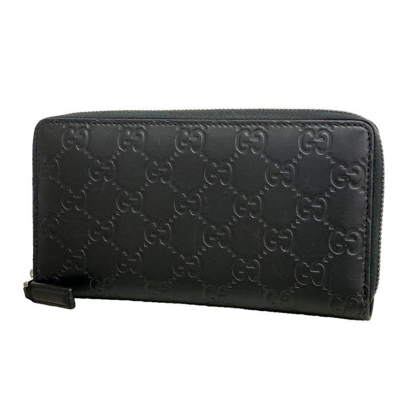 【6hd3179】グッチ 長財布 グッチシマ 307987 レザー ブラック シルバー金具【中古】メンズ レディース ユニセックス