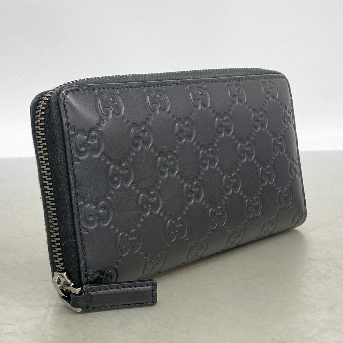 【6hd3179】グッチ 長財布 グッチシマ 307987 レザー ブラック シルバー金具【中古】メンズ レディース ユニセックス