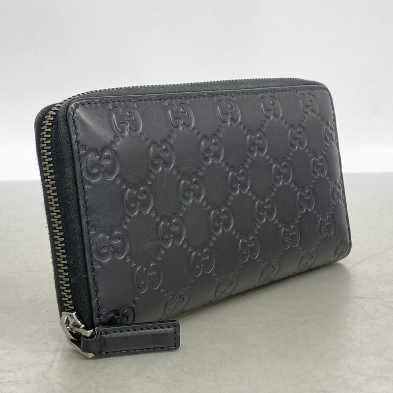 【6hd3179】グッチ 長財布 グッチシマ 307987 レザー ブラック シルバー金具【中古】メンズ レディース ユニセックス