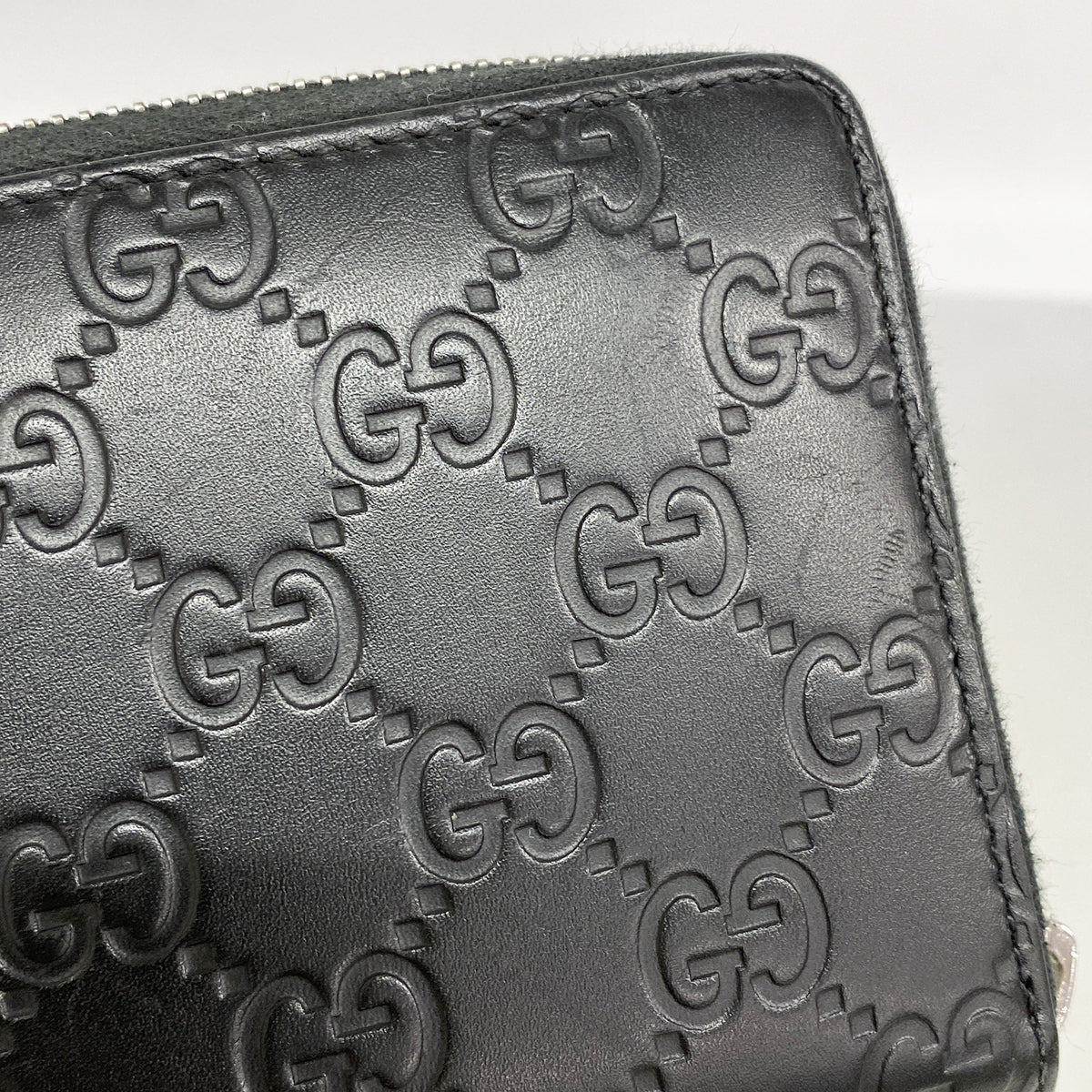 【6hd3179】グッチ 長財布 グッチシマ 307987 レザー ブラック シルバー金具【中古】メンズ レディース ユニセックス
