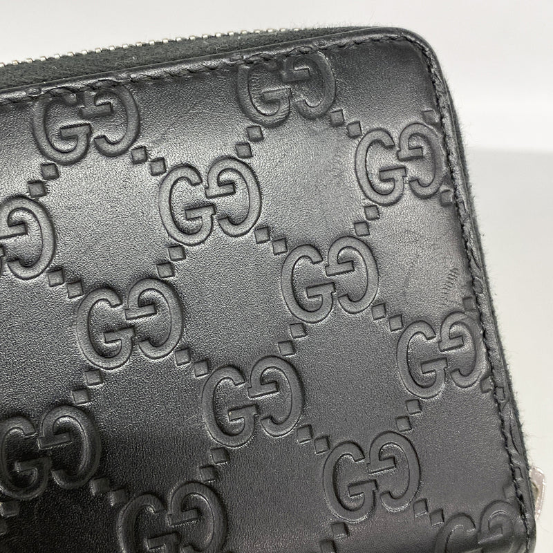 【6hd3179】グッチ 長財布 グッチシマ 307987 レザー ブラック シルバー金具【中古】メンズ レディース ユニセックス