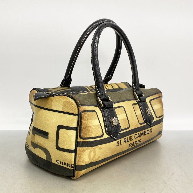 【6hd3182】シャネル ハンドバッグ セントラルステーション PVC ベージュ シルバー金具【中古】レディース