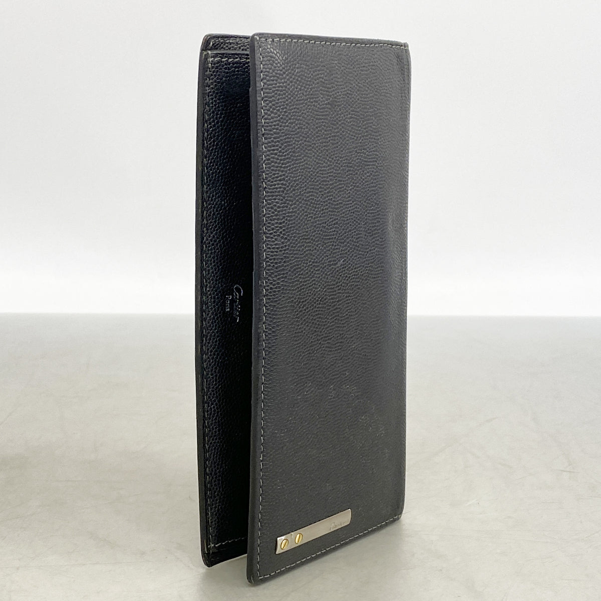 【6hd3190】カルティエ 長財布 レザー ブラック ゴールド/シルバー金具【中古】レディース