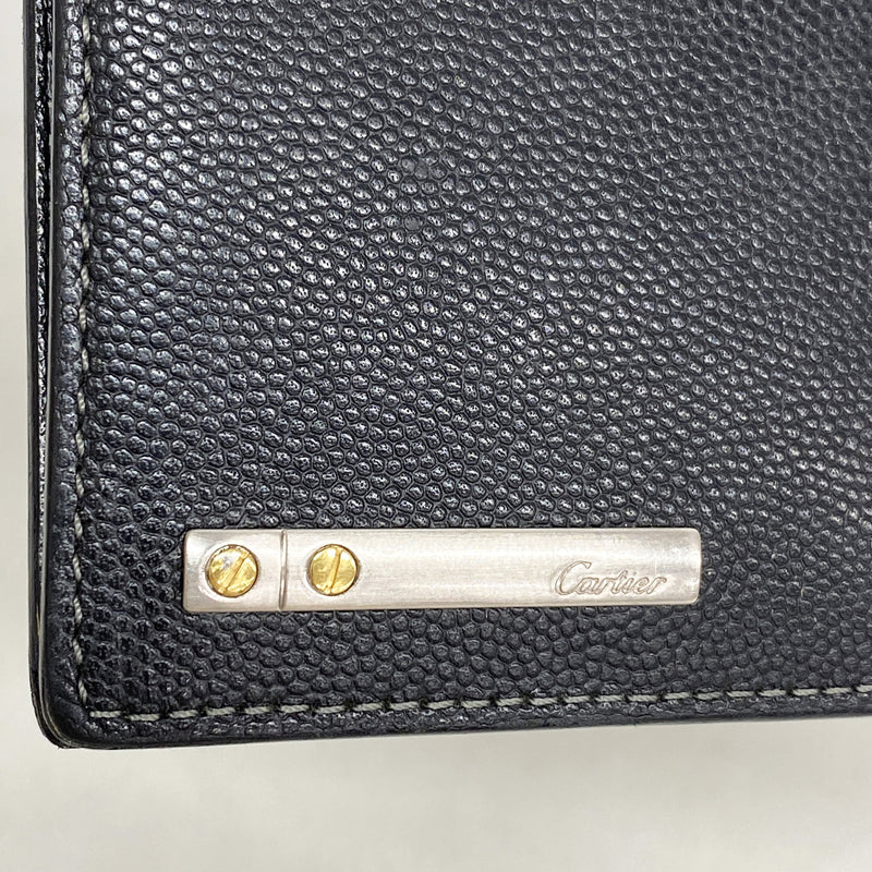 【6hd3190】カルティエ 長財布 レザー ブラック ゴールド/シルバー金具【中古】レディース