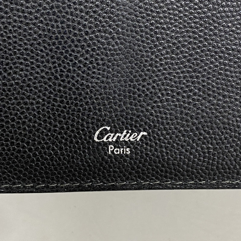 【6hd3190】カルティエ 長財布 レザー ブラック ゴールド/シルバー金具【中古】レディース