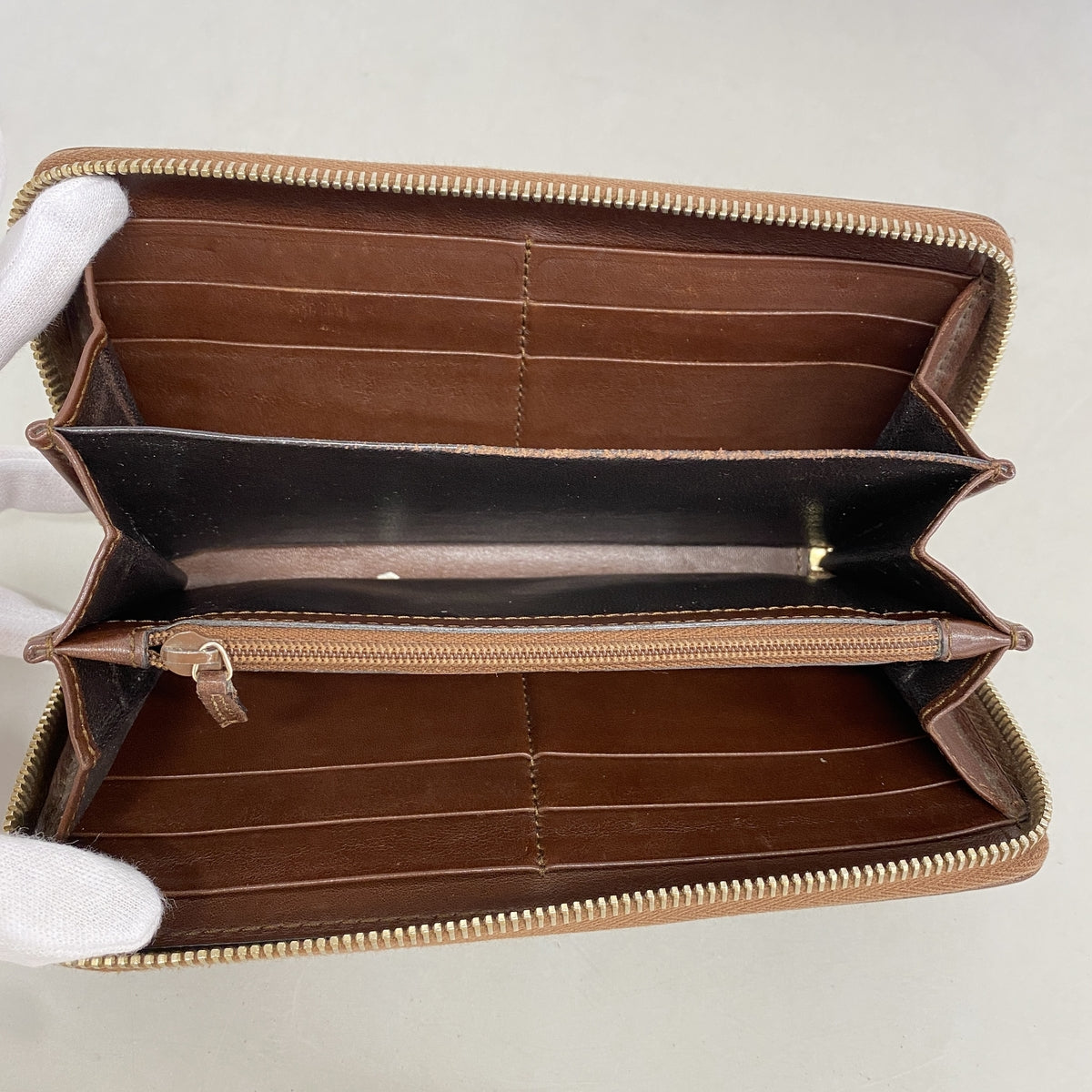 【6hd3191】グッチ 長財布 バンブー 224253 PVC ブラウン シャンパンゴールド金具【中古】レディース
