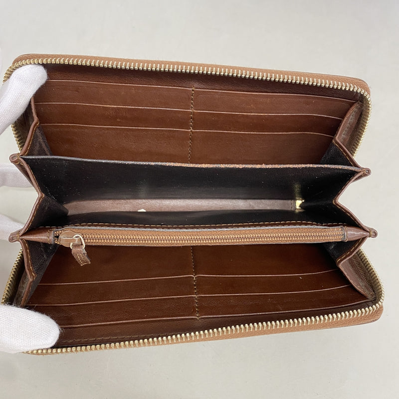 【6hd3191】グッチ 長財布 バンブー 224253 PVC ブラウン シャンパンゴールド金具【中古】レディース