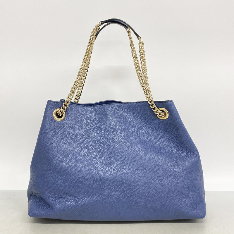 【6hd3192】グッチ ショルダーバッグ ソーホー 536196 レザー ブルー シャンパンゴールド金具【中古】レディース