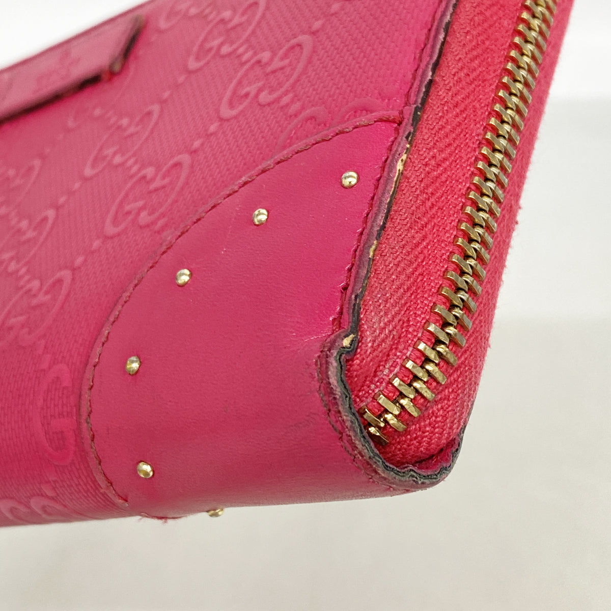 【6hd3212】グッチ 長財布 354487 レザー ピンク シャンパンゴールド金具【中古】レディース