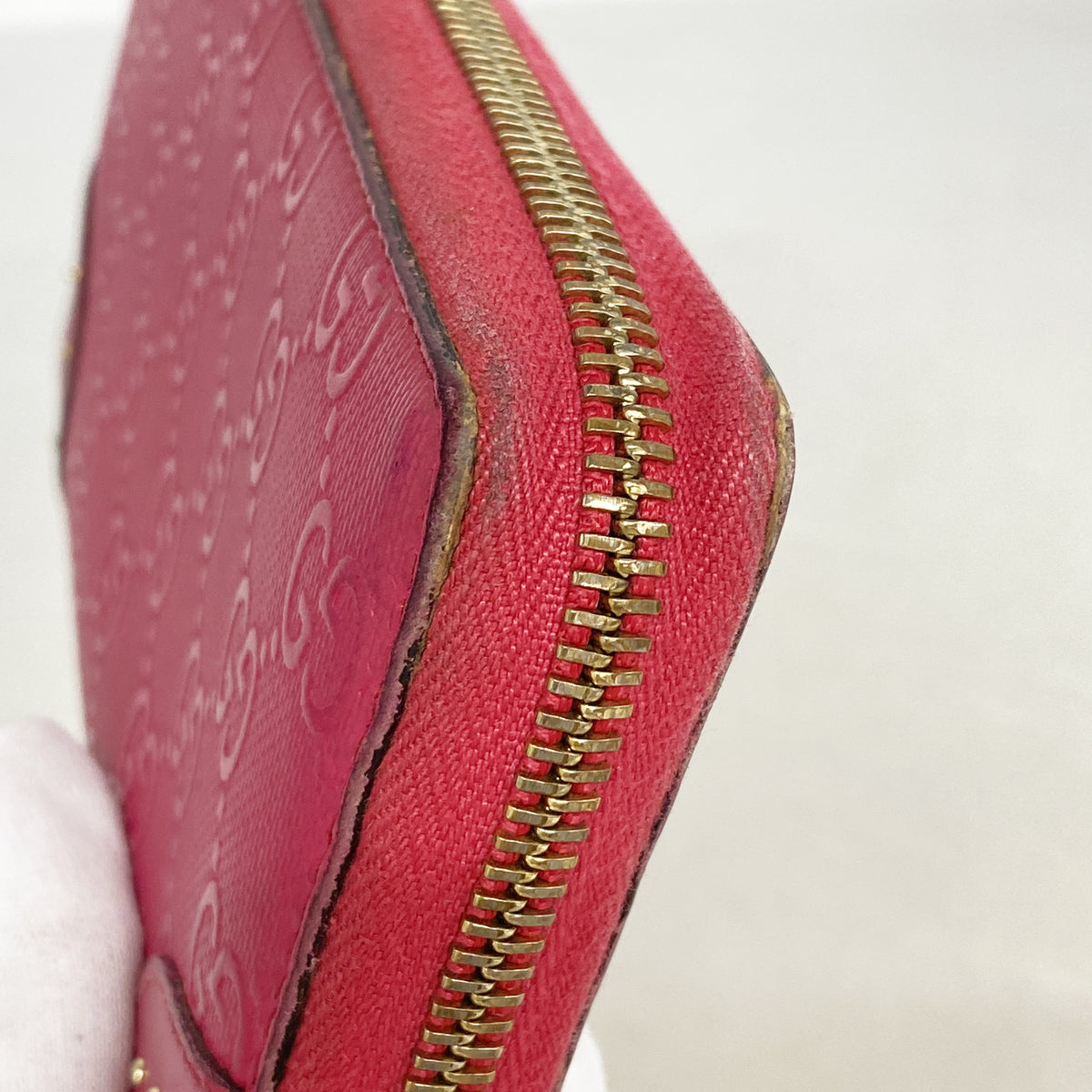 【6hd3212】グッチ 長財布 354487 レザー ピンク シャンパンゴールド金具【中古】レディース