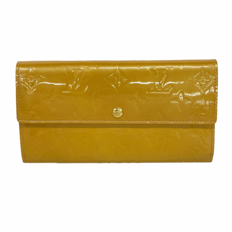 【6hd3229】ルイヴィトン 長財布 ヴェルニ ポシェットポルトモネクレディ M91380 ノワゼット【中古】レディース