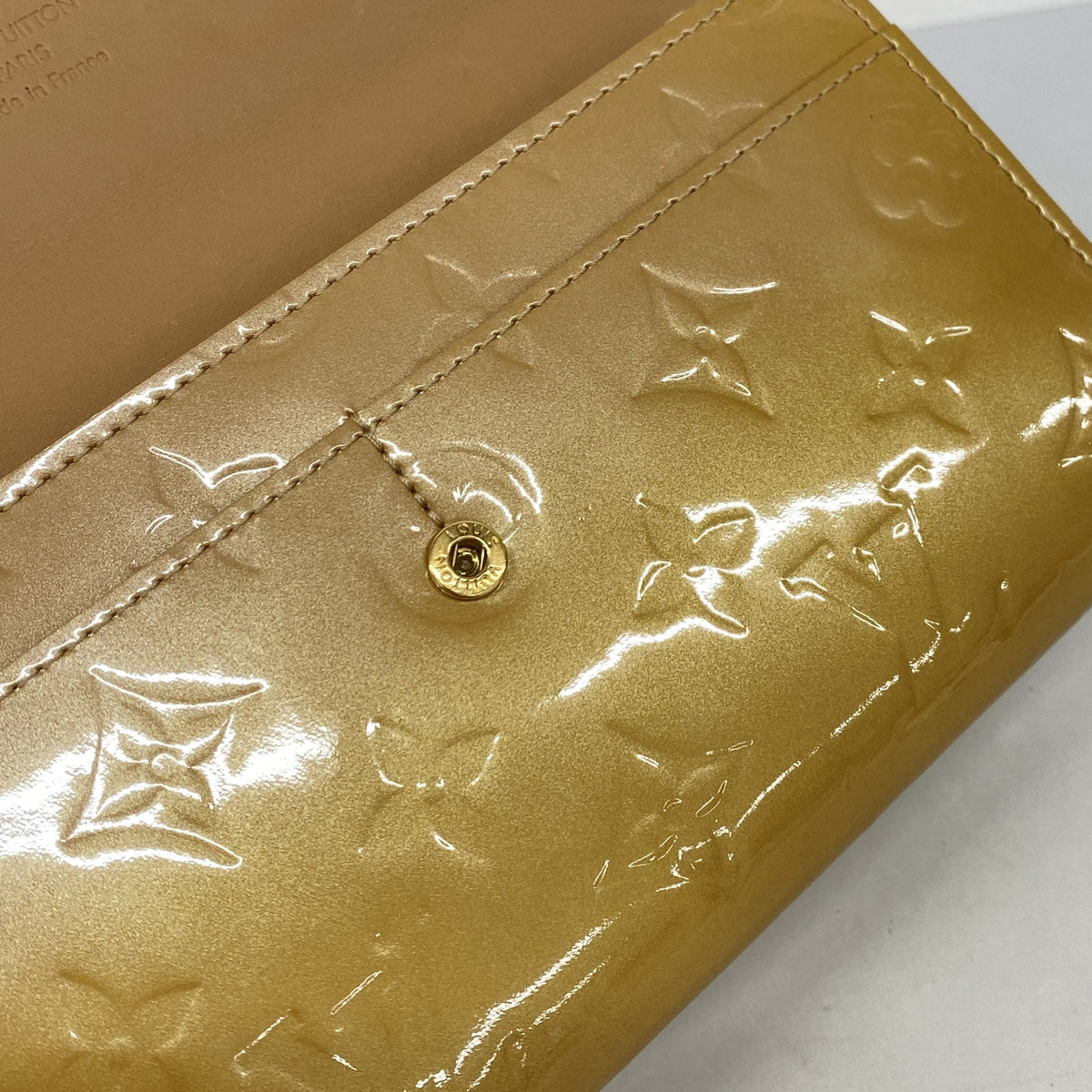 【6hd3229】ルイヴィトン 長財布 ヴェルニ ポシェットポルトモネクレディ M91380 ノワゼット【中古】レディース