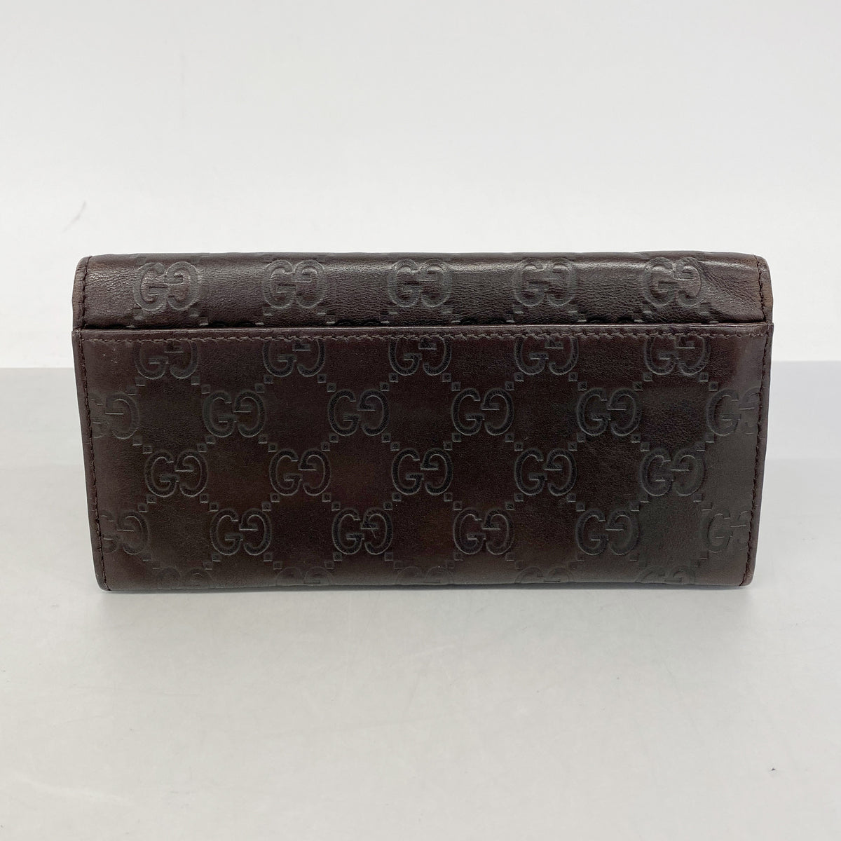 【6hd3231】グッチ 長財布 グッチシマ 245911 レザー ダークブラウン シルバー金具【中古】レディース