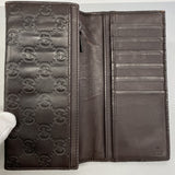 【6hd3231】グッチ 長財布 グッチシマ 245911 レザー ダークブラウン シルバー金具【中古】レディース