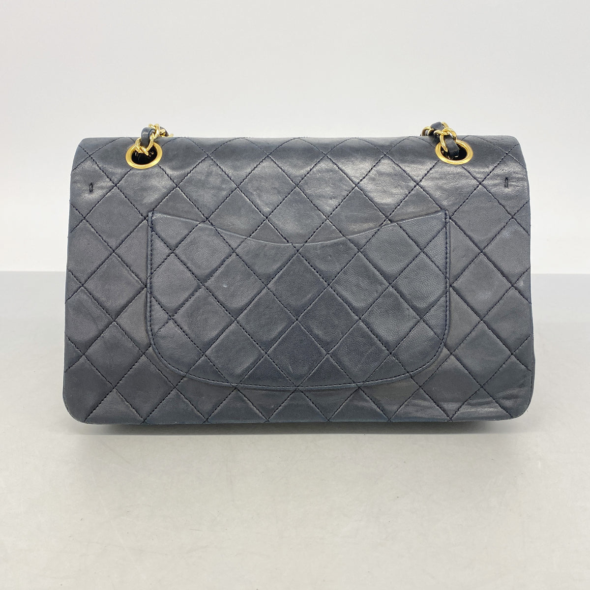 【6hd3232】シャネル ショルダーバッグ マトラッセ Wフラップ Wチェーン ラムスキン ブラック ゴールド金具【中古】レディース