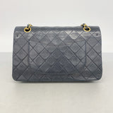 【6hd3232】シャネル ショルダーバッグ マトラッセ Wフラップ Wチェーン ラムスキン ブラック ゴールド金具【中古】レディース