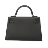 【6hd3254-g】エルメス ハンドバッグ ミニケリー2 ヴォーエプソン ブラック シルバー金具 G刻印 2wayバッグ【中古】レディース
