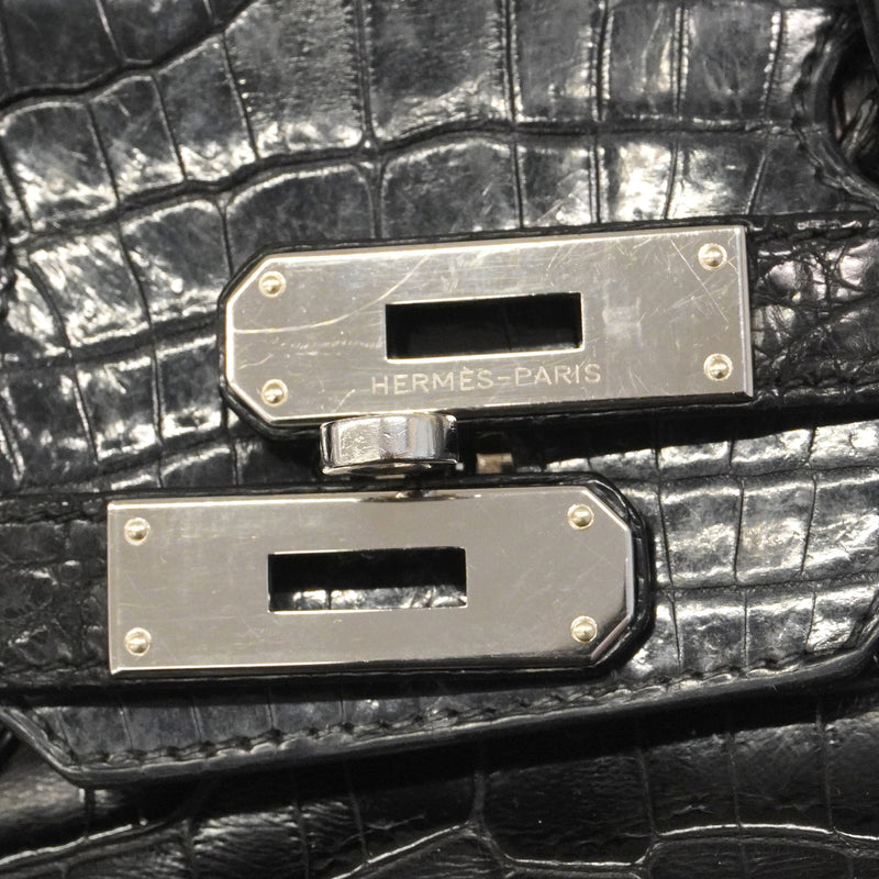 【6hd3256-g】エルメス ハンドバッグ バーキン30 ニロティカスマット ブラック シルバー金具 □N刻印【中古】レディース