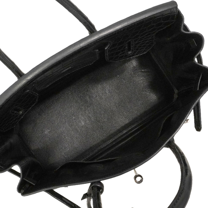 【6hd3256-g】エルメス ハンドバッグ バーキン30 ニロティカスマット ブラック シルバー金具 □N刻印【中古】レディース