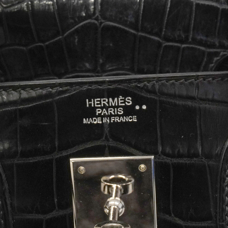 【6hd3256-g】エルメス ハンドバッグ バーキン30 ニロティカスマット ブラック シルバー金具 □N刻印【中古】レディース
