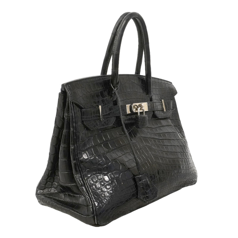 【6hd3256-g】エルメス ハンドバッグ バーキン30 ニロティカスマット ブラック シルバー金具 □N刻印【中古】レディース