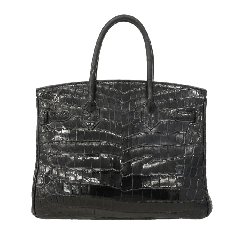 【6hd3256-g】エルメス ハンドバッグ バーキン30 ニロティカスマット ブラック シルバー金具 □N刻印【中古】レディース