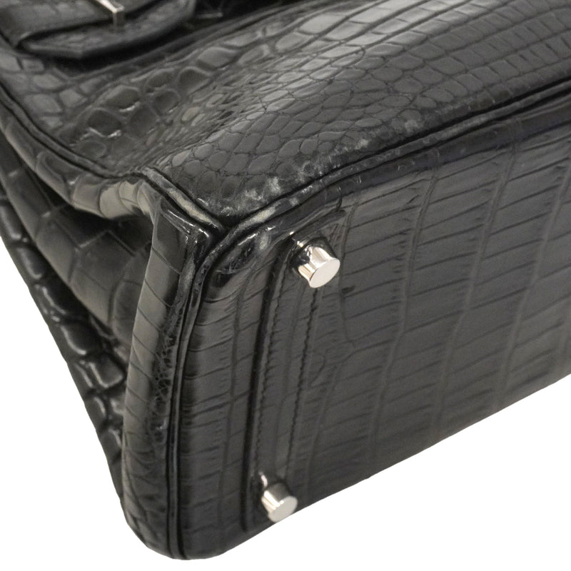 【6hd3256-g】エルメス ハンドバッグ バーキン30 ニロティカスマット ブラック シルバー金具 □N刻印【中古】レディース