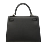 【6hd3258-g】エルメス ハンドバッグ ケリー28 ヴォーエプソン ブラック シルバー金具 U刻印 2wayバッグ【中古】レディース