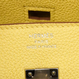 【6hd3259-g】エルメス ハンドバッグ バーキン25 トゴ ジョーヌプッサン シルバー金具 W刻印【中古】レディース
