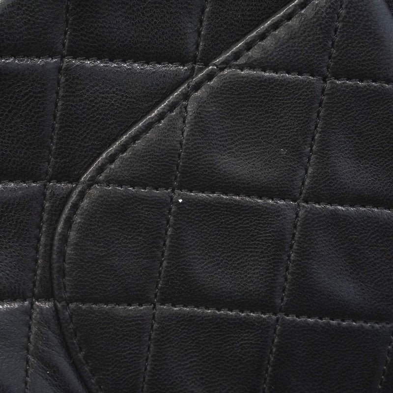 【6hd3263】シャネル ショルダーバッグ マトラッセ Wフラップ Wチェーン ラムスキン ブラック ゴールド金具【中古】レディース