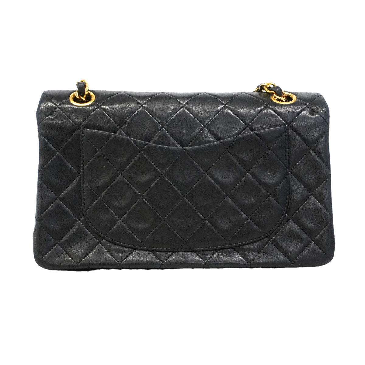 【6hd3263】シャネル ショルダーバッグ マトラッセ Wフラップ Wチェーン ラムスキン ブラック ゴールド金具【中古】レディース