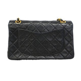 【6hd3263】シャネル ショルダーバッグ マトラッセ Wフラップ Wチェーン ラムスキン ブラック ゴールド金具【中古】レディース