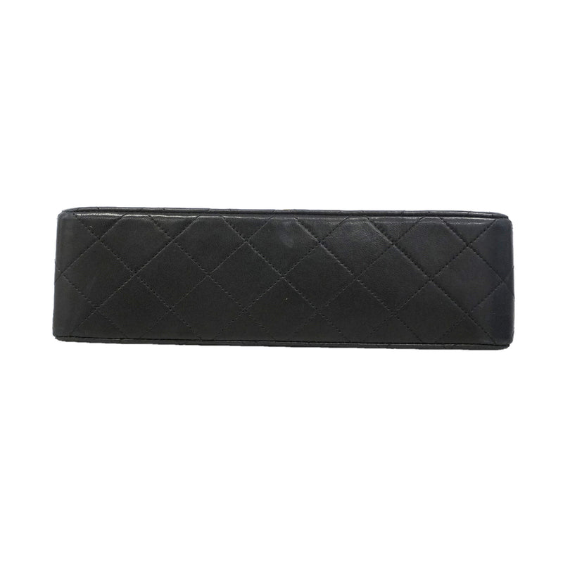 【6hd3263】シャネル ショルダーバッグ マトラッセ Wフラップ Wチェーン ラムスキン ブラック ゴールド金具【中古】レディース