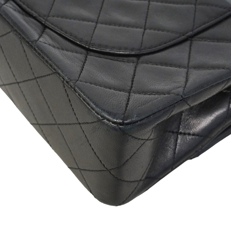 【6hd3263】シャネル ショルダーバッグ マトラッセ Wフラップ Wチェーン ラムスキン ブラック ゴールド金具【中古】レディース