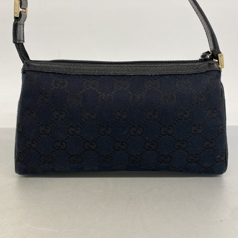 【6hd3267-k】グッチ ハンドバッグ GGキャンバス 145750 キャンバス ブラック シャンパンゴールド金具【中古】レディース