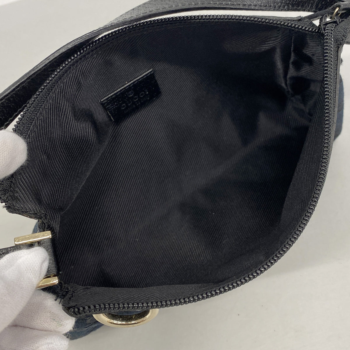 【6hd3267-k】グッチ ハンドバッグ GGキャンバス 145750 キャンバス ブラック シャンパンゴールド金具【中古】レディース